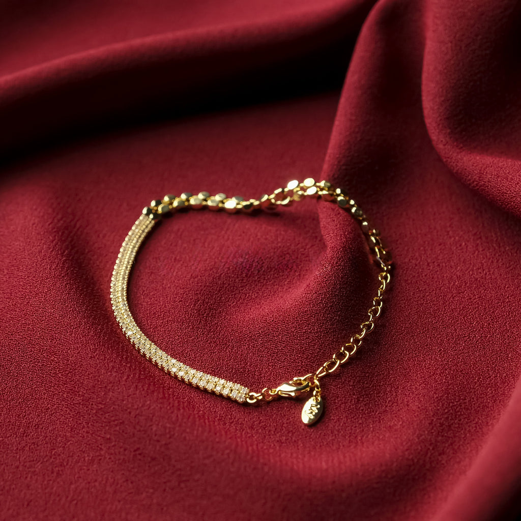 Zincir Detaylı Taşlı Bileklik
