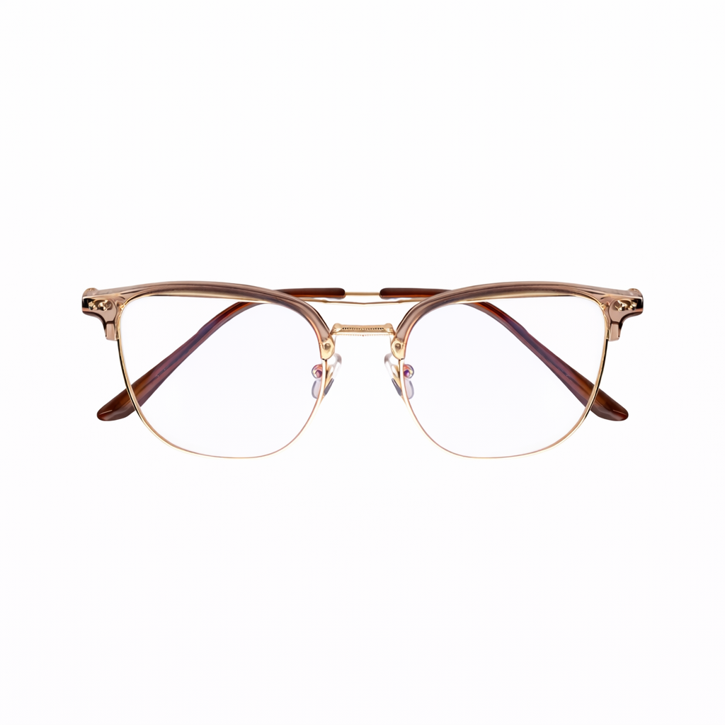 Mavi Ekran Koruma Gözlüğü - Clubmaster Açık Kahve Gold