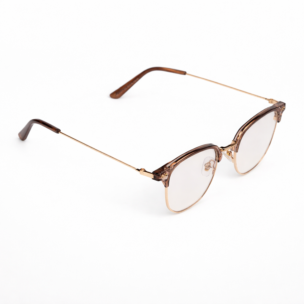 Mavi Ekran Koruma Gözlüğü - Clubmaster Açık Kahve Gold