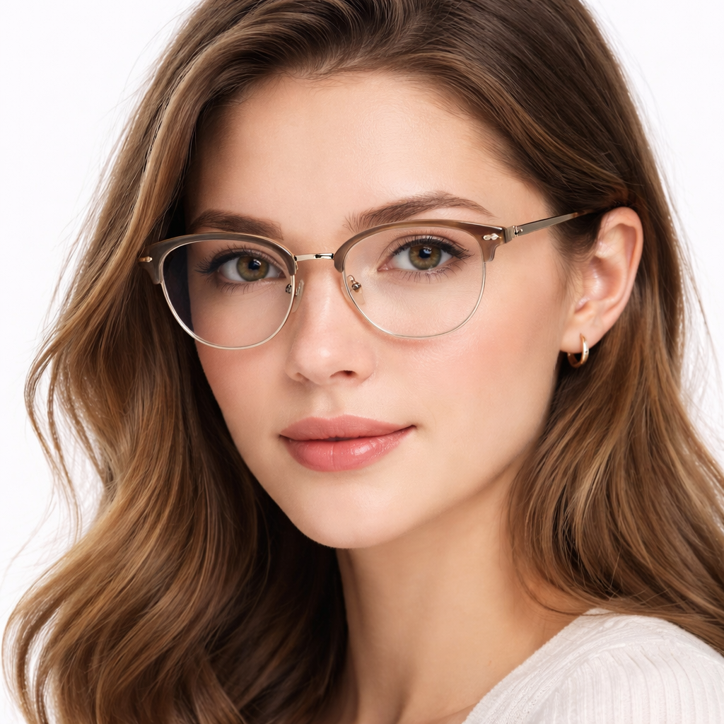 Mavi Ekran Koruma Gözlüğü - Clubmaster Açık Kahve Gold